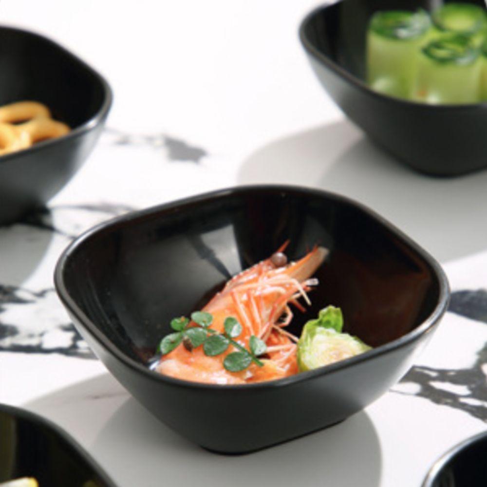 10 Piece Multifunctional Flower/Square Seasoning Dish Black Thickened Sauce Dish Plastic Snack Bowl Restaurant