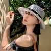 French small fragrant style elegant flat top top hat women's summer hollow breathable flat brim sun protection seaside straw hat tide