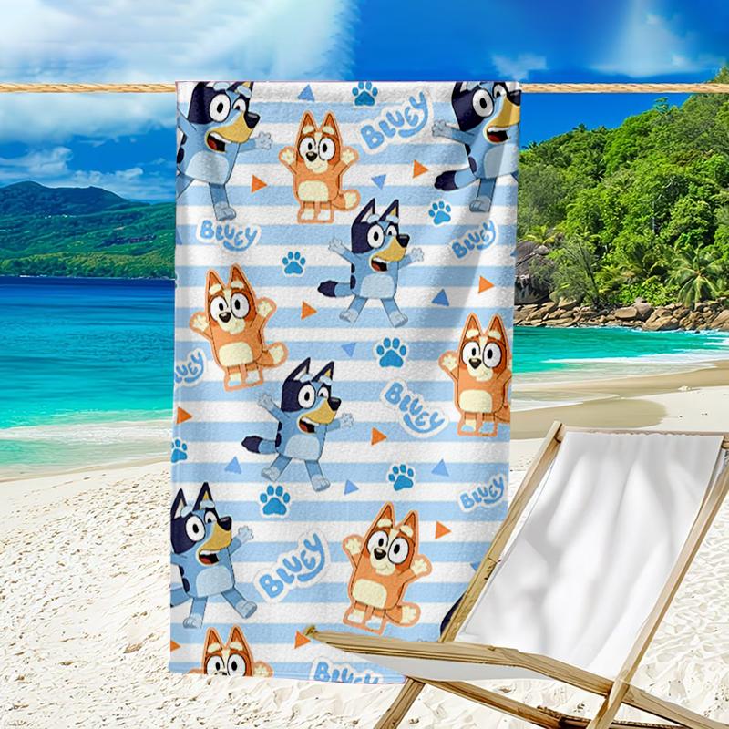 Ultra-Soft Beach Towel with Bluey Theme,Ideal for Pool - Camping, Diving - Perfect Travel Essential, Vibrant Beach Towel.