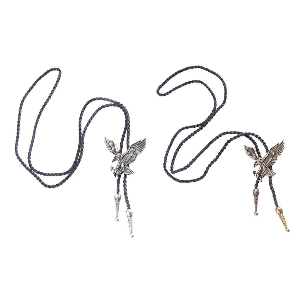 Ethnic Classic Cowboy PU Leather Rodeo Bolo Tie Cord Eagle Pendant