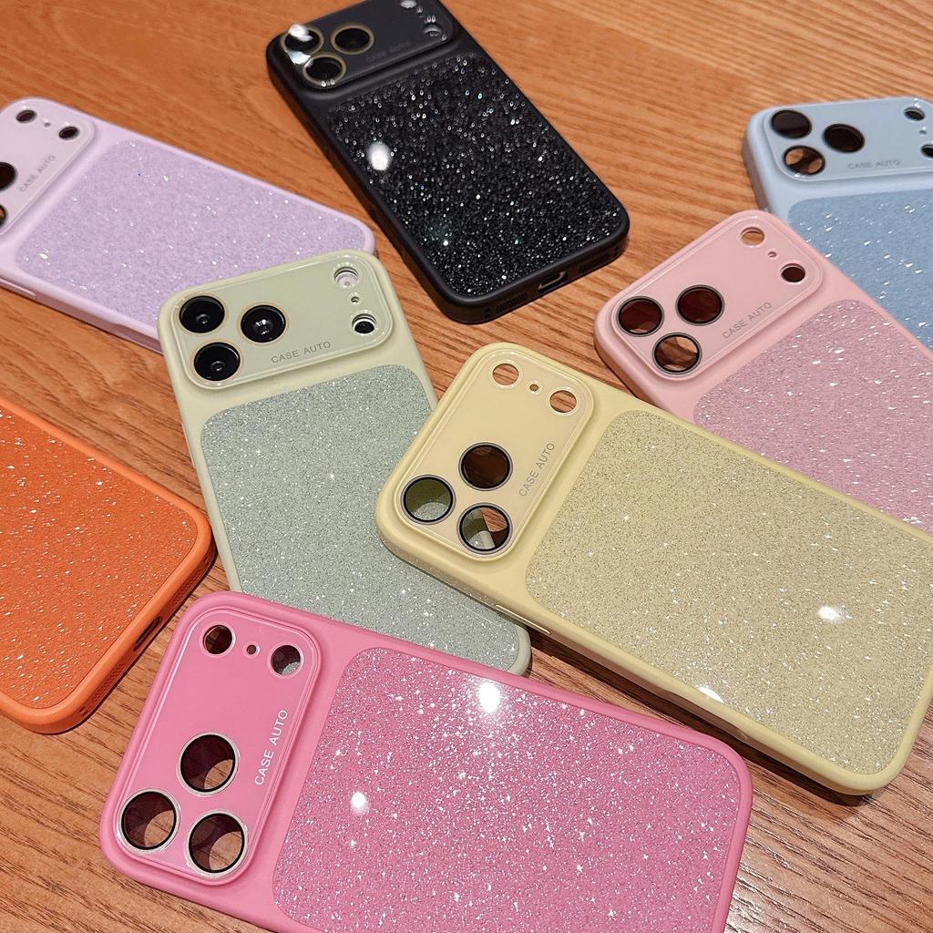 Apple 16/17 Pro Max Glitter Glass Phone Case - Two-in-One Protective Shell