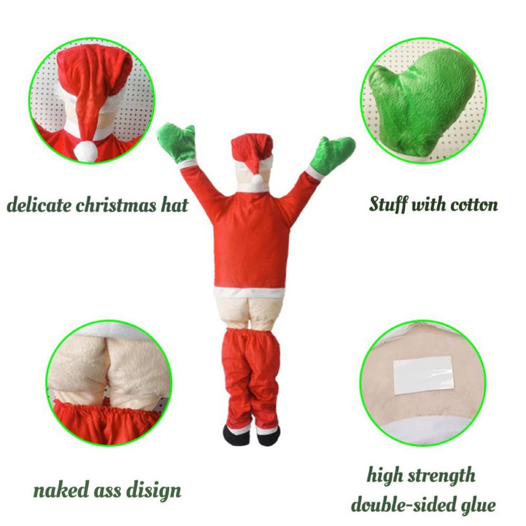 Christmas Hanging Santa Suit From On The Gutter Roof Outdoor Decoration Big 170CM 5.57FT