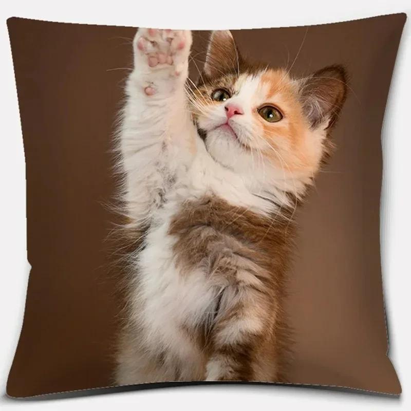 Cat Print Home Decoration Pillowcase Cute Cat Decorative Pillowcase Living Room Sofa Office Seat Cushion Cover