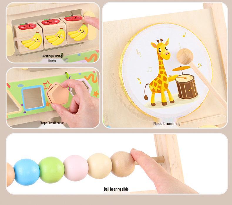 Children's Wooden Multi-Functional Xylophone Walker with Anti-Rollover Design