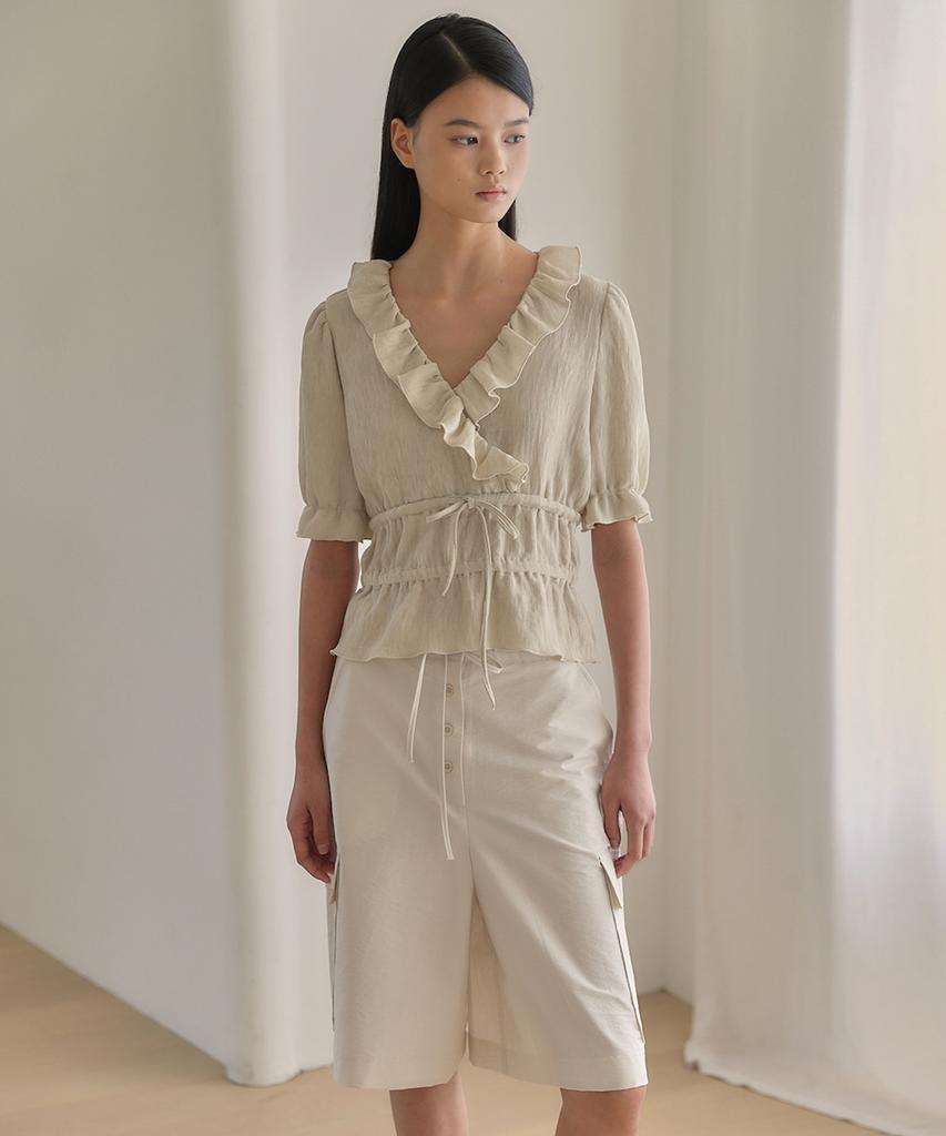 OURO French Frill Blouse [ Cream ]
