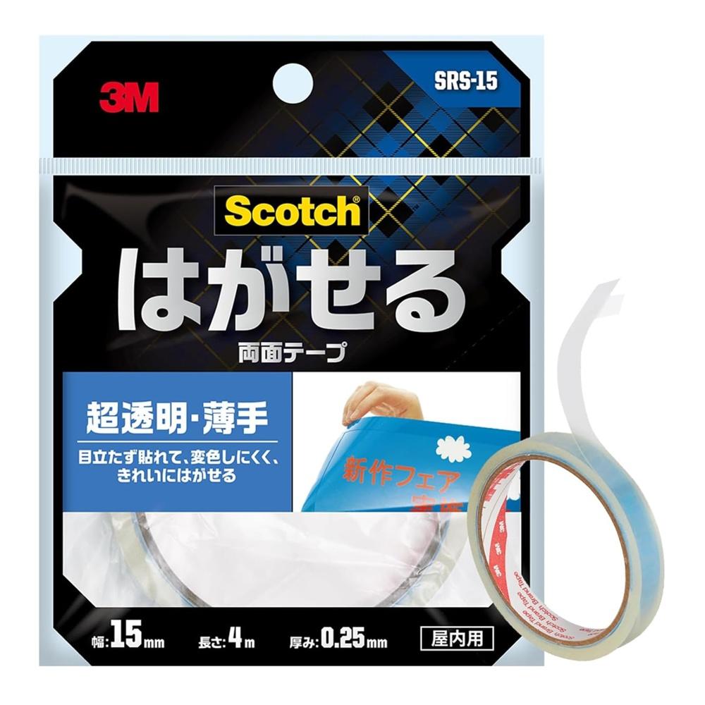 3M Double-Sided Tape Removable Ultra Transparent Thick Width 15mm Length 4.0m Scotch SRS-15 Glass Poster