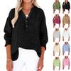 Women's Fashion Casual Loose Pleated Button-Up Long Sleeve  Color Pullover Shirt Top