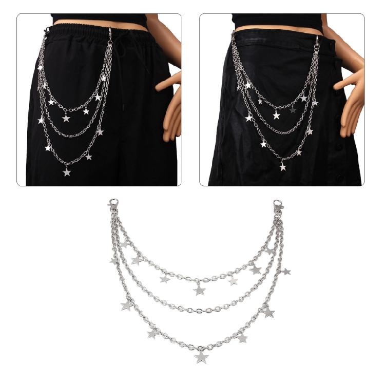 2000s Charm Pedant Chain Metal Body Chain Waist Chain for Women Girl Waist Chain