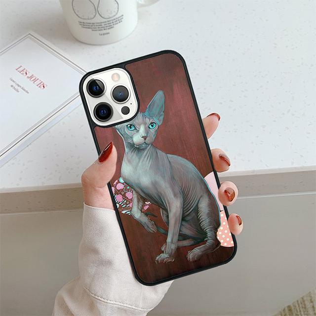 Tattoo Sphinx Cat Phone Case For iPhone 17 Air 13 12 14 15 16 Cover For Apple 14 15 16 11 Pro Max Plus Coque