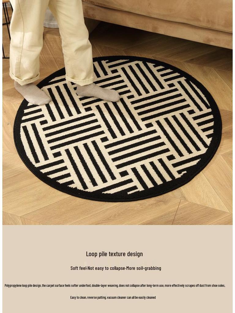 Thickened Non-slip Round Rug for Coffee Table, Bedroom, or Study Chair - Dustproof Floor Mat