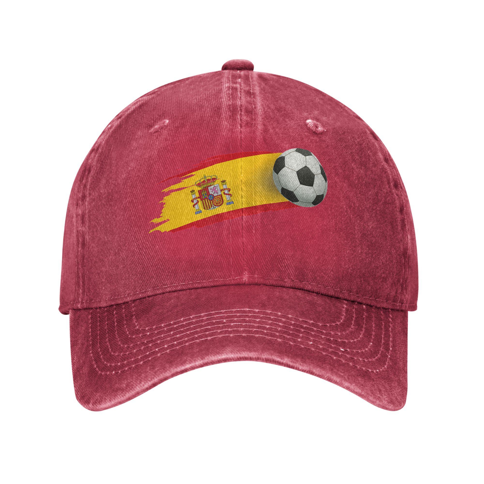 Nieuwe Spanje Voetbal Fan Vlag Print Gewassen Katoen Baseballpet Verstelbaar Unisex Casual Sportpet Voor Supporters Adjustable&>8Y pink