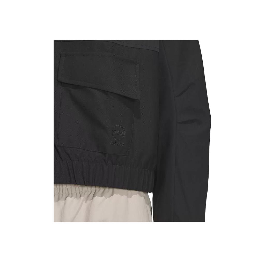 Adidas Neo Solid Color Zip Hooded Long Sleeve Jacket Women Jackets Black IK3432