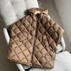 Autumn and Winter European Station Hooded Rhombus White Duck Down Short Loose Large Size Down Vest Vest Women