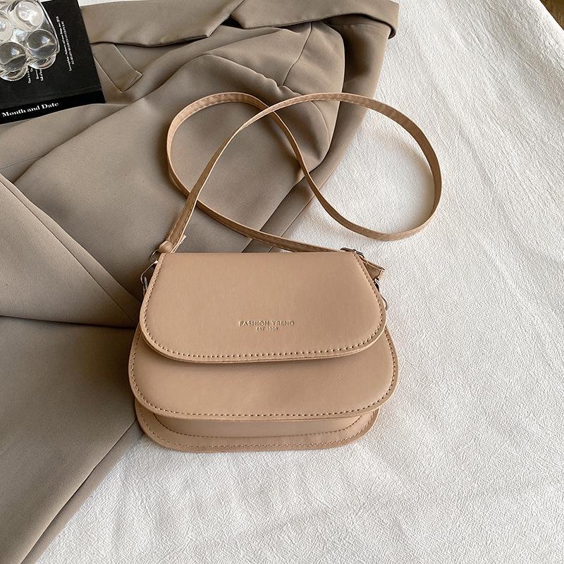 Shoulder Bag Waterproof PU Leather Simple Solid Color Flap Crossbody Messenger for Daily Commute Travel Shopping
