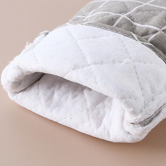 2Pcs Heat Resistant Oven Gloves Thick Cotton Mitts for Baking Grilling Microwave Non-Slip Kitchen Gloves for Hot Pots Cast Iron