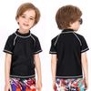 Teddy Kids' Rash Guard, Boys and Girls, Short Sleeve T-Shirt, Amphibious, Sun Protection, Kids392 (Black, Size 130cm)