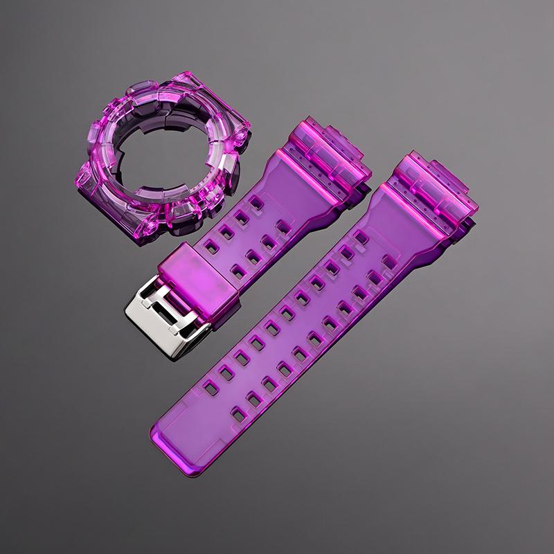 

для Casio G-Shock GA-100/110/120 GD-100/110/120 GAX-100 GLS-100 Комплект прозрачного силиконового ремешка и чехла Спортивный ремешок для часов Браслет