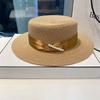 French Celebrity Style Pearl White Top Hat Women Spring and Summer Sunshade Sun Protection Travel Holiday Flat Top Straw Hat Big Brim