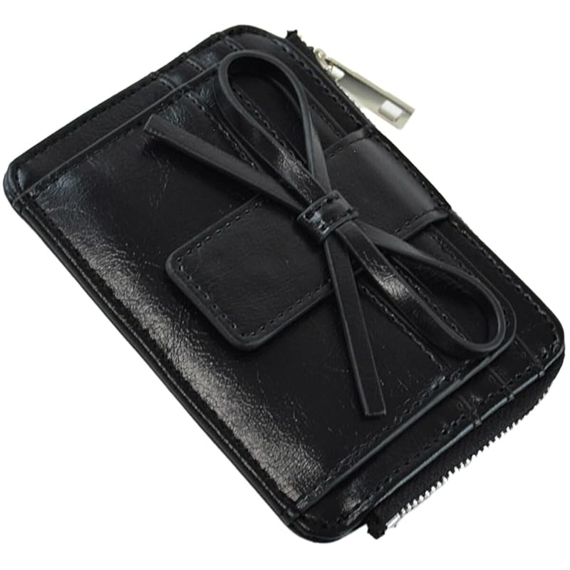 

[Alto Rose] black fragment case With coin purse ladies card holder mini wallet thin wallet bill bifold wallet compact wallet synthetic leather