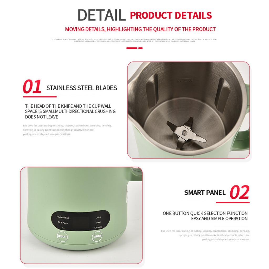 מכונת חלב סויה ניידת 350 מ"ל עם מסחטה, בלנדר ומתג בטיחות