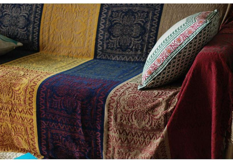 All-Season Chenille Nepali Ethnic Sofa Throw Blanket Shawl Tapestry