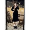 [Original Practice] Hepburn Style Black Velvet Dress Autumn and Winter Women's French Skinny Long Dress