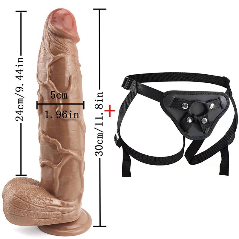 MoDi Strap On Dildo Pene realistico Morbido cazzo enorme Strapon Ventosa Giocattoli del sesso anale per le donne Masturbazione lesbica