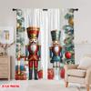 2pcs,2D Plane Printing Curtain Fabric Nutcracker Cheer Versatile Fabric (without Rod) Versatile All Perfect for Bedroom,