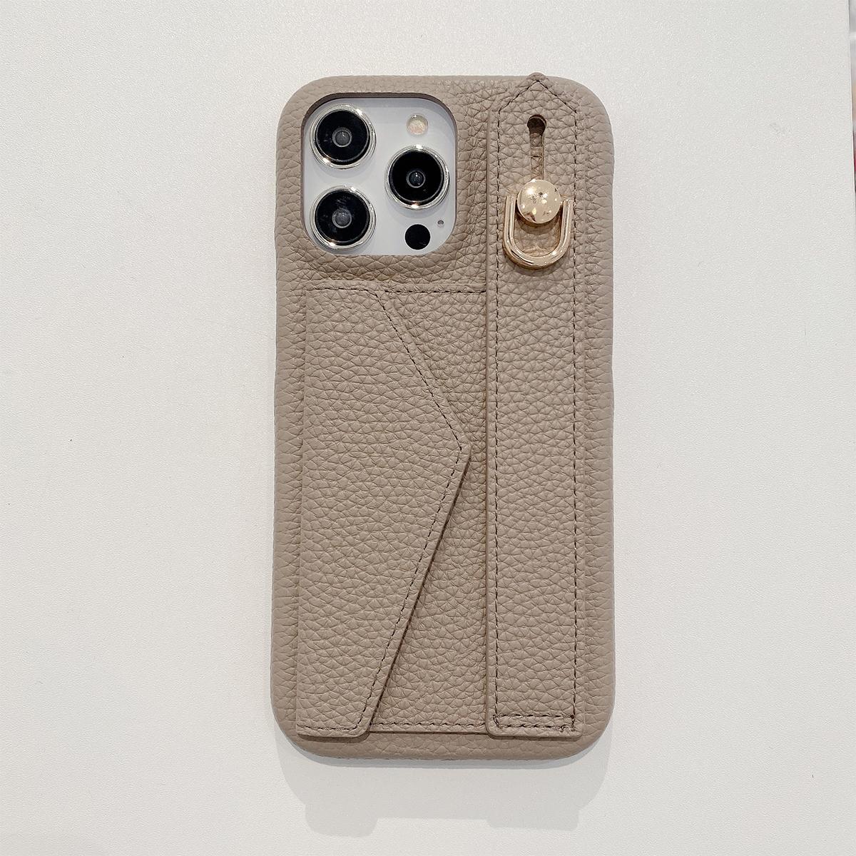 

Кожаный чехол-кошелек с ремешком на запястье для iPhone 15 14 13 12 11 Pro Max, роскошная защитная крышка с держателем для карт iPhone 15 серый