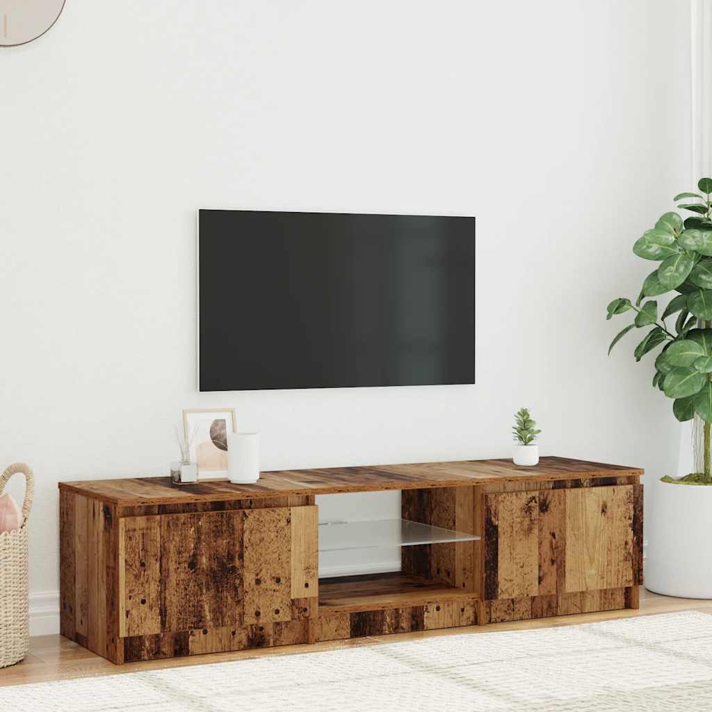 Vidaxl Szafka Pod Tv Z Oświetleniem Led, Stare Drewno, 140X40X35,5 Cm