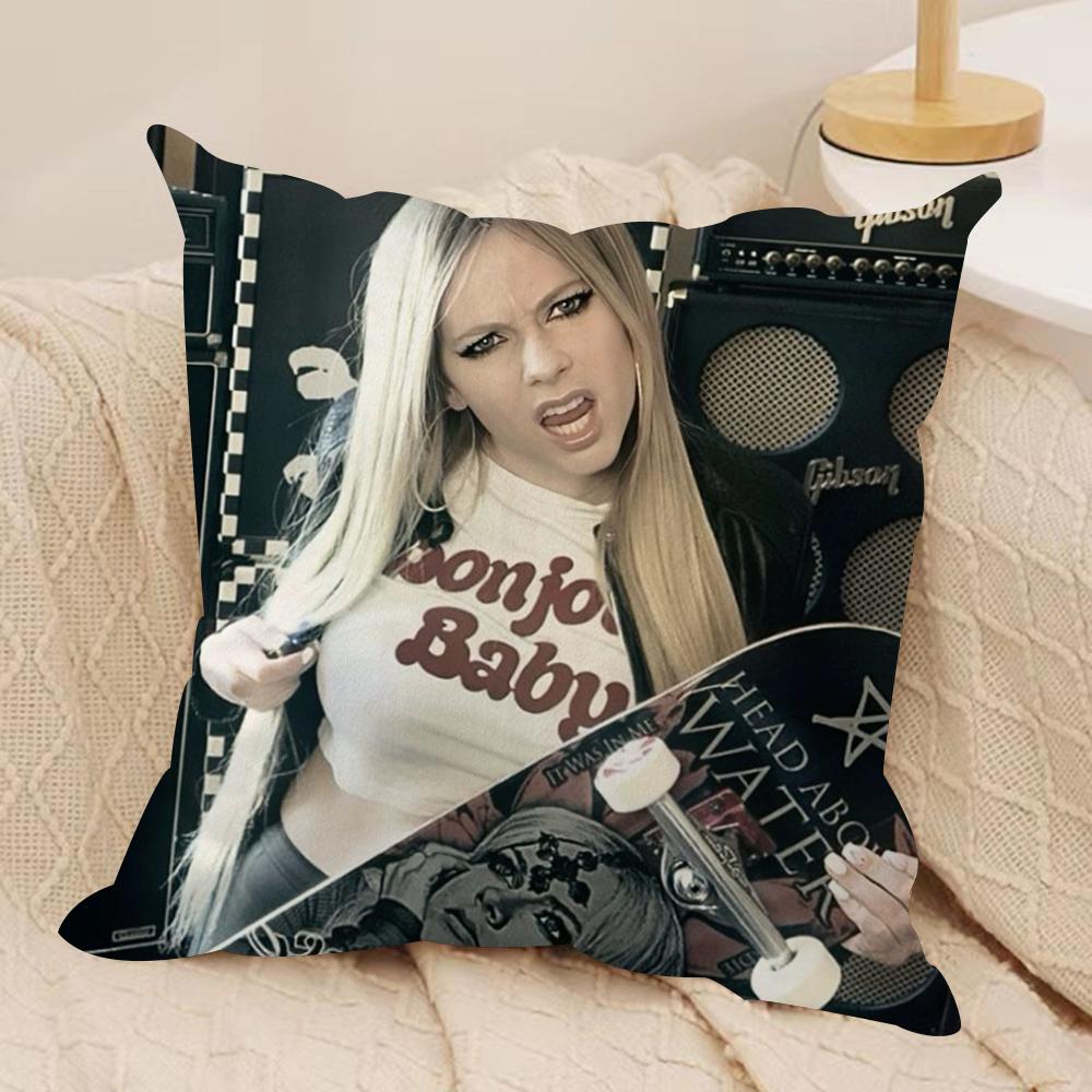 AAvril Ramona Lavigne Cushion Cover Silky Short Plush DoubleSided Printed Pillow Case for Sofa All Seasons Home Decor Gift