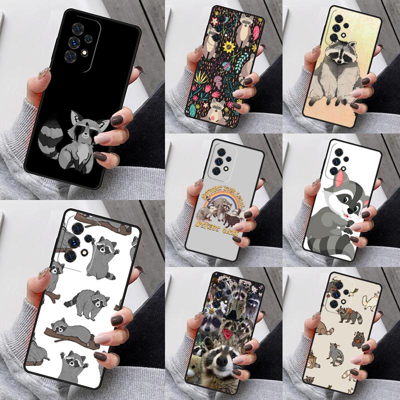 Cute Raccoon Soft Back Phone Case For Samsung Galaxy S25 S23 S30 S8 S21 S20 FE S24 S22 Note 10 20 S8 Plus lite Ultra