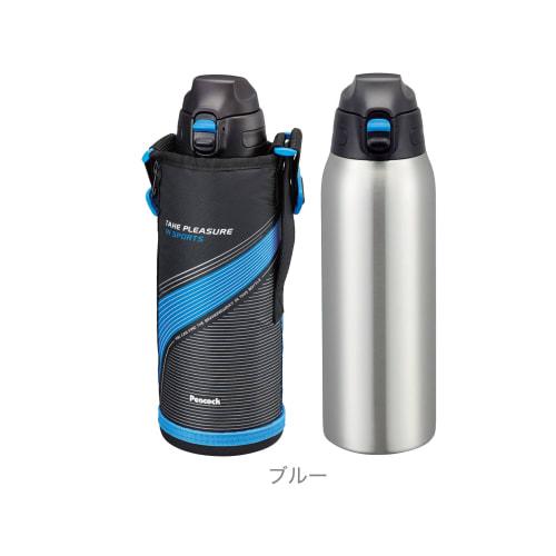 The-peacock Peacock Kids' Water Bottle, 1000ml, Insulated, One-Touch, Direct Drinking, with Pouch, Blue, AJC-F101 A