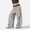 Pantalon de jogging unisexe rétro patchwork à carreaux brodé taille haute coupe ample coton-polyester 2025