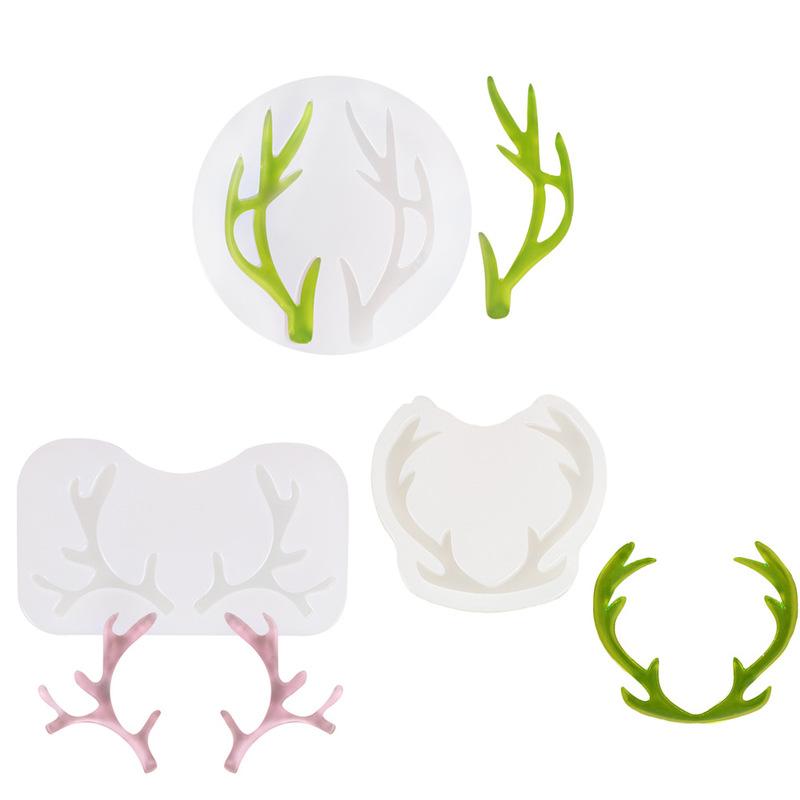 3Pcs/Set Antlers Shaped Silicone Mold for Jewelry Craft Making Tools DIY Fondant Cake Moulds