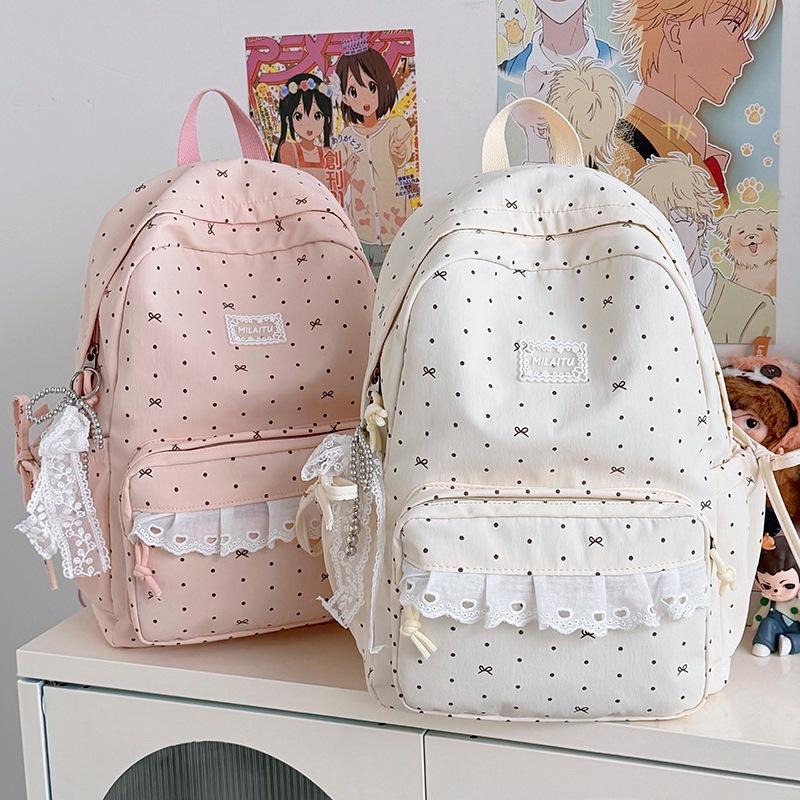 Schoolbag Japanese cute girl lace bow backpack high value student campus schoolbag girls travel small backpack