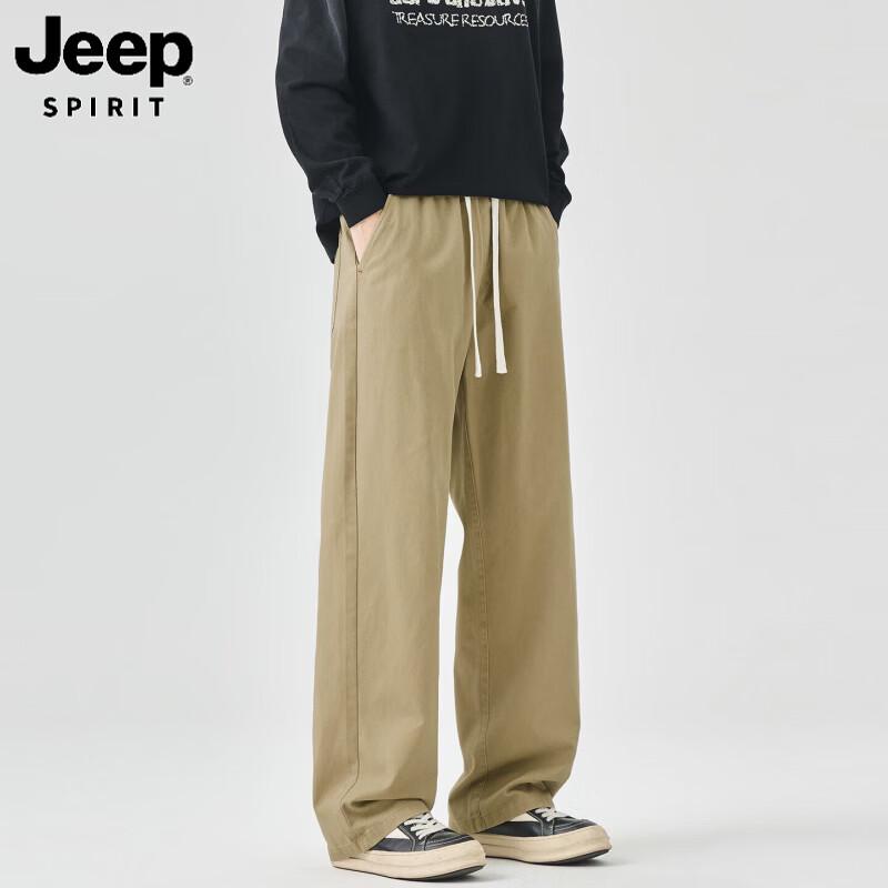 JEEP SPIRIT Men's Loose-Fit Pure Cotton Cargo Casual Trousers