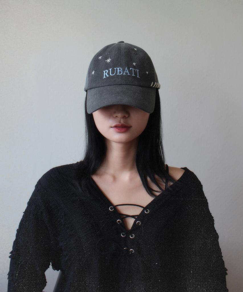 RUBATI Stella Handstitch Vintage Pigment Ball Cap_Charcoal