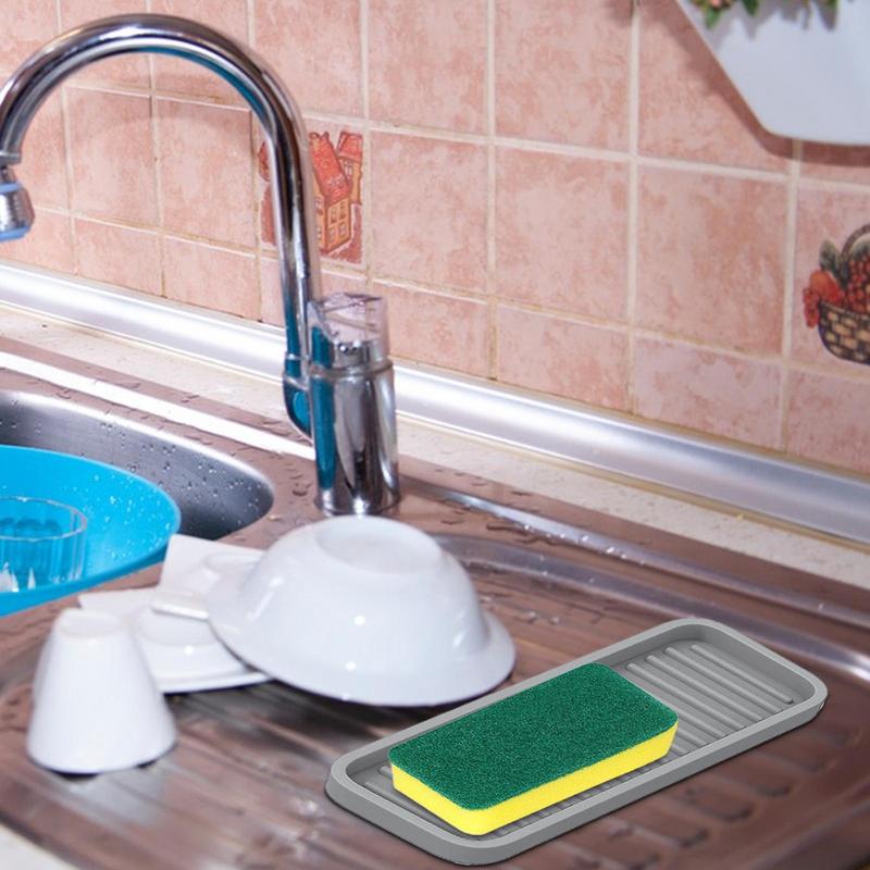 Kitchen Sink Splash Guard Reusable Quick Drying Silicone Kitchen Sink Tray Bathroom Supplies Dish Drying Pad For Chinese New