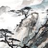 Japanese Oriental Mountain Canvas Print Landscape Monochrome Ink Watercolor Painting Zen Feng Shui Gift Wall Art Picture Decor