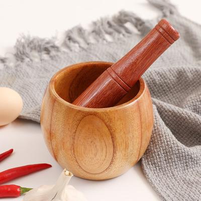 1 Set Knoblauchmörser Umweltfreundlich Hohe Haltbarkeit Holz Manuelle Knoblauchpresse Zerkleinerer Mörser Set für Zuhause