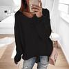 Fall Winter New Women's Long Sleeve Loose V-Neck Drawstring Backless Pullover Knit Sweater Women's Clothing