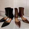 Scarpe di lusso a punta Donna con zip posteriore traforata stivali sottili Design estivo Tacco alto Stivali freschi Sandali eleganti moda da donna