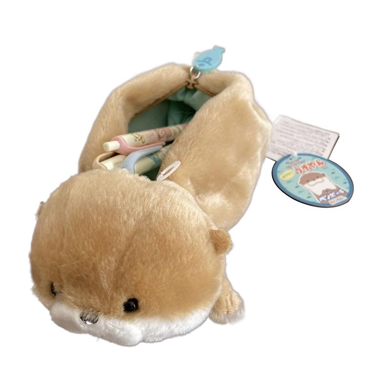 1PC Cute Little Otter Plush Pencil Case Keychain Cartoon Animal Pen Bag Stationery Storage School Supplies Plush Pencil Cases