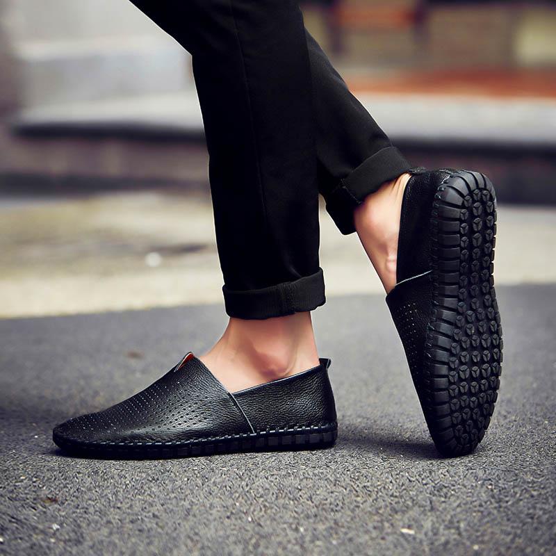 Sommer-Herren-Mokassins, Slipper, zum Fahren, leicht, Gommino, flach, zum Gehen, orthopädische, handgefertigte Schuhe für Herren
