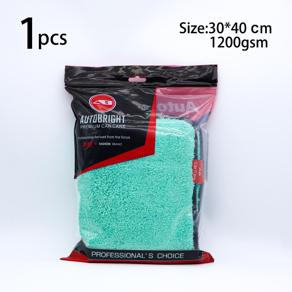 

AUTOBRIGHT 40x40CM Microfiber Cleaning Towel Green Wash Towels Extra Soft for Car Cleaning Drying 1200gsm Cloth Car Wash Tools Microfiber