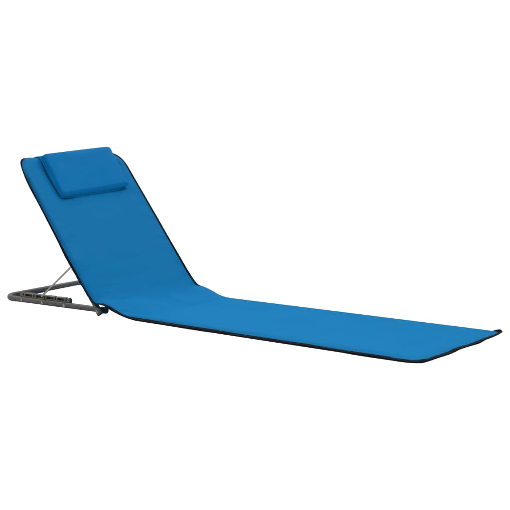 Foldable Beach Mat Set 2 Pcs Steel and Fabric Blue