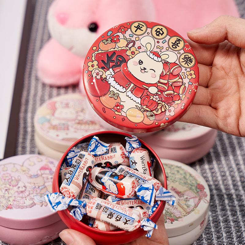 New Original Three-Dimensional Pattern New Wedding Candy Box Drum Candy Box Baby 100 Days Gift Box Packing Small Round Box
