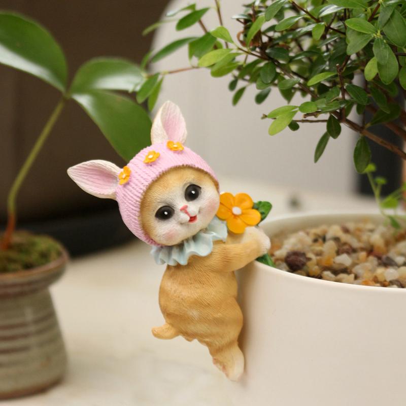 

Miniature Hanging Cat Figurines Flower Pot Hugger Cute Resin Kitten Bonsai Decor Planter Pot Hanger Fairy Garden Ornaments A