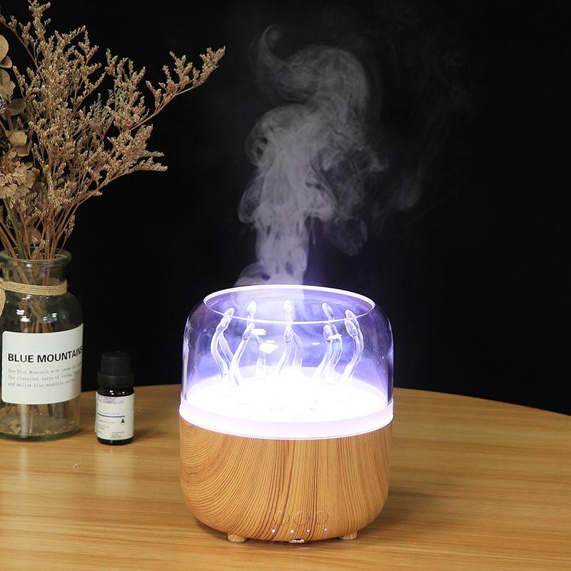 Wood Grain Jellyfish Ultrasonic Aroma Diffuser and Night Light